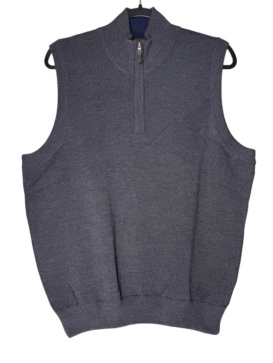 Thomas Dean Other - Thomas Dean Zegna Merino Wool Sweater Vest Medium Gray 1/4 Zip Italy Luxury Golf